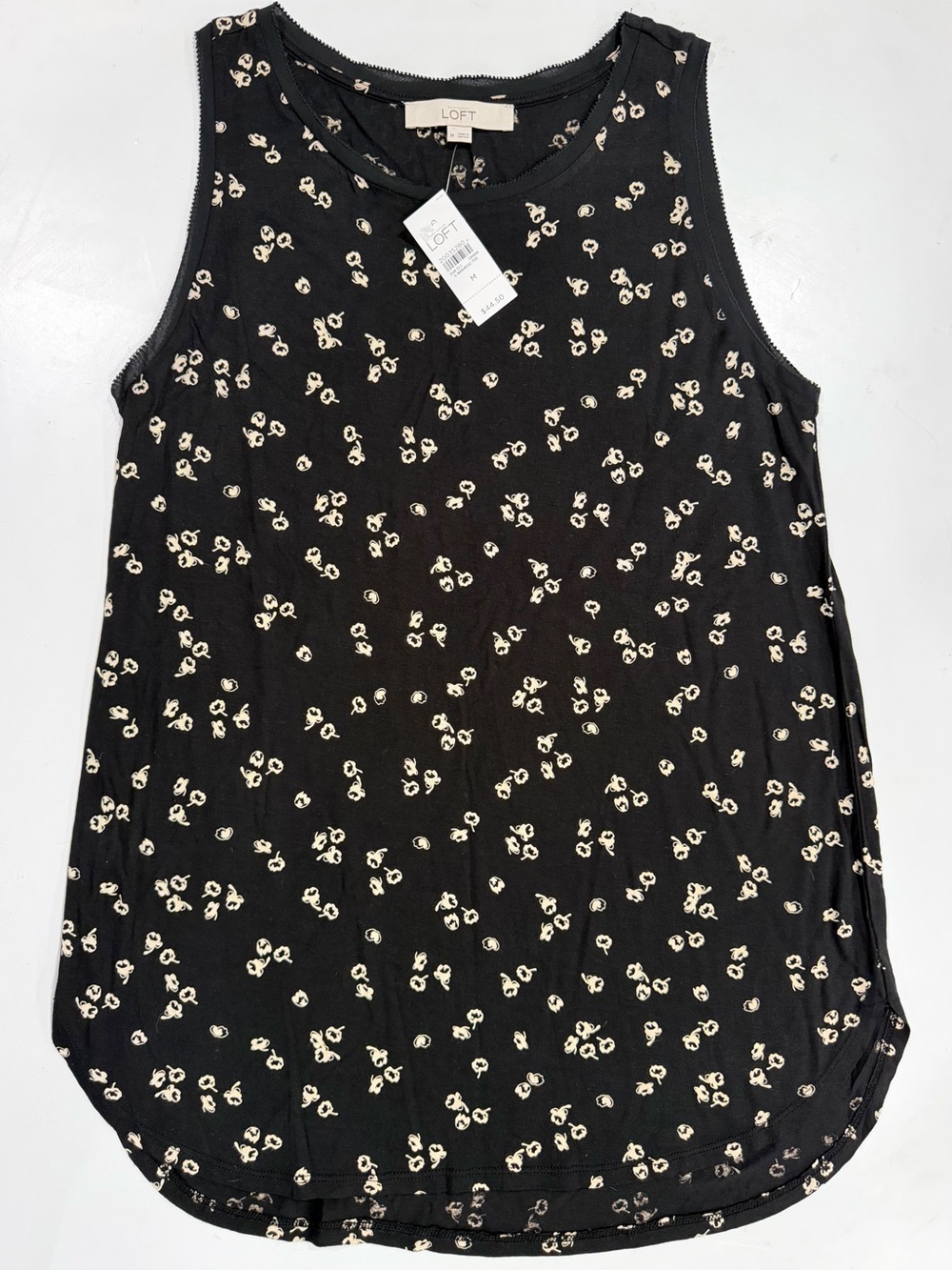 LOFT Black Floral Sleeveless Blouse - NEW WITH TAGS - Size M